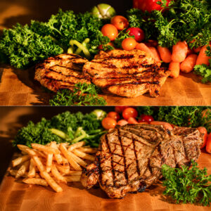 t-bone/1pc chicken breast